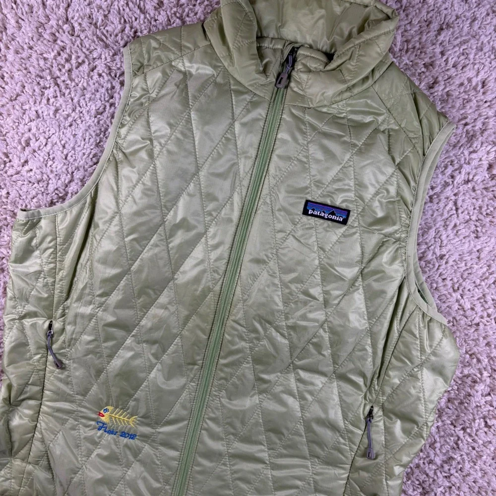 Patagonia Nano Puff Vest Womens Large Sage Green PrimaLoft Quilted Insulated L